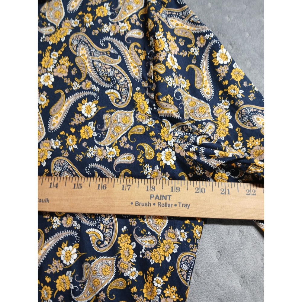Consequence Mens Slim Fit Paisley Floral Button Down Shirt Navy Yellow Medium - Picture 5 of 8